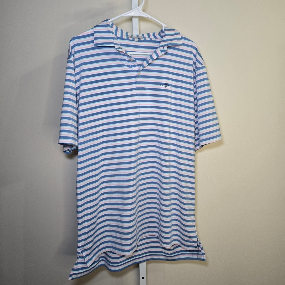 Peter Millar Summer Comfort Striped Polo Shirt Mens Large Golf